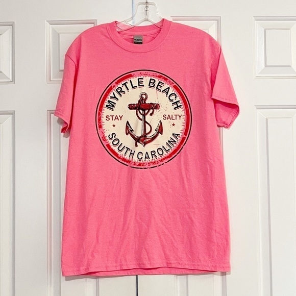 Myrtle Beach South Carolina "Stay Salty" pink heavy cotton short sleeve t-shirt. - Picture 2 of 14